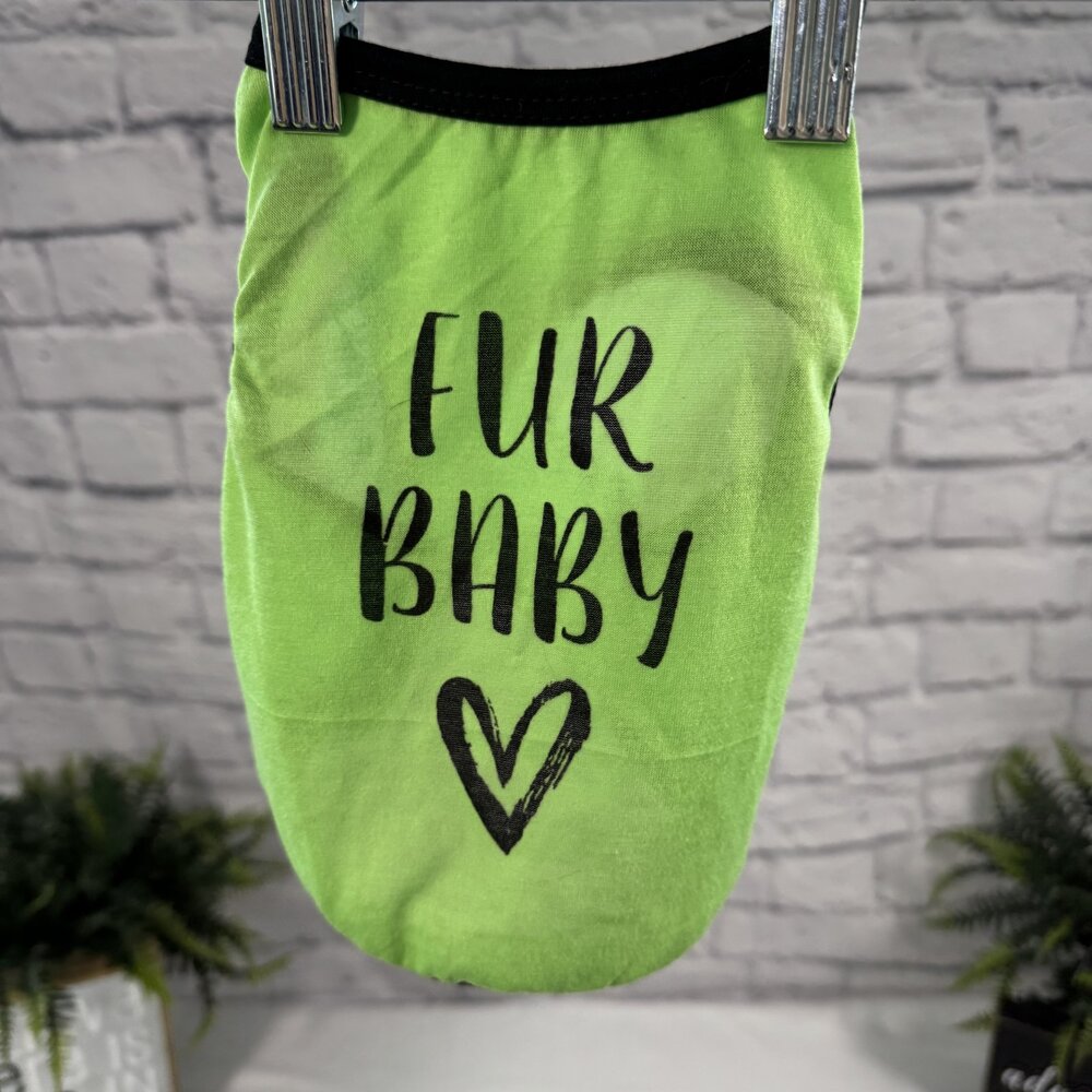 Fur Baby Lime Green Dog Tank Top Size S Drooling Dog Cute Pet Shirt